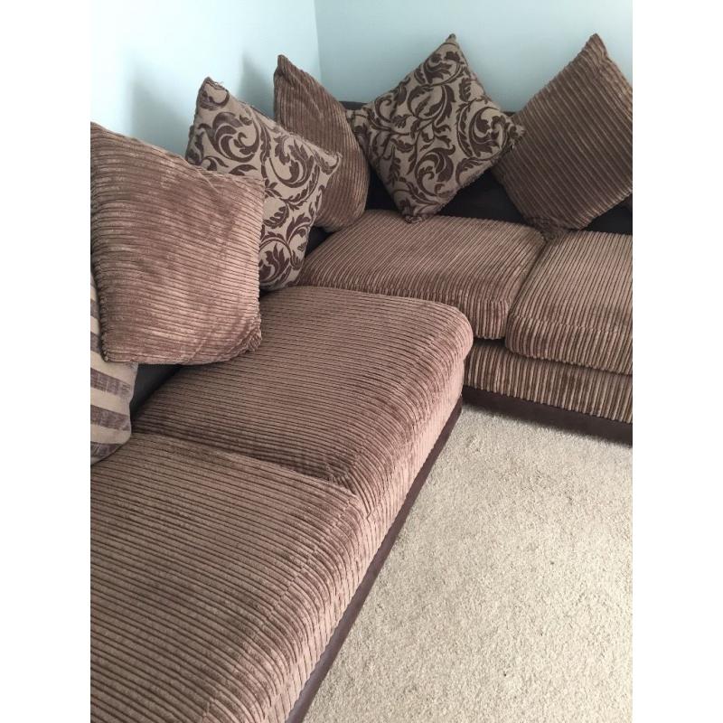 Brown Fabric DFS Corner Sofa
