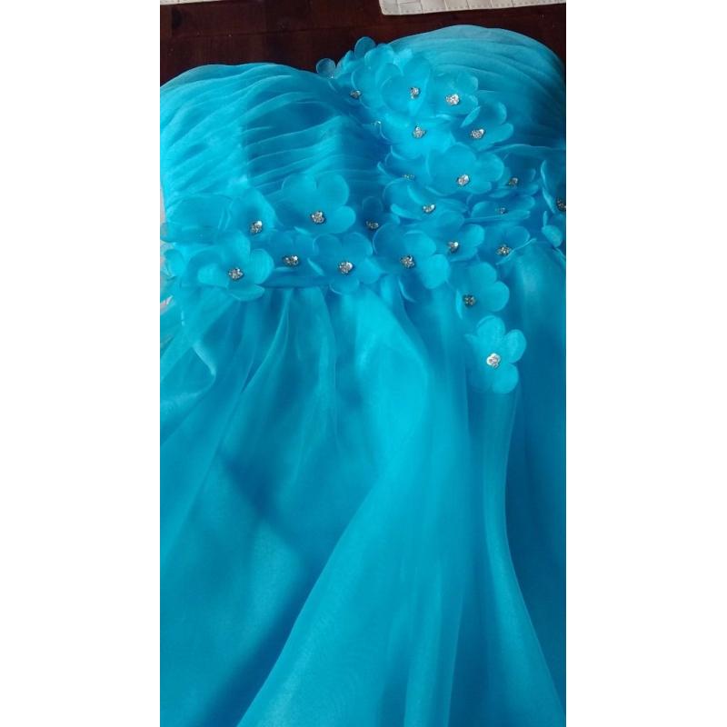 Strapless Blue Dress for any special Occasion