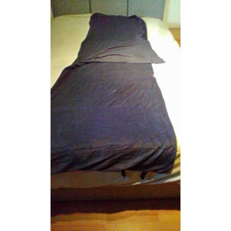 2 Polyester fleece sleeping bag liners set . Grey