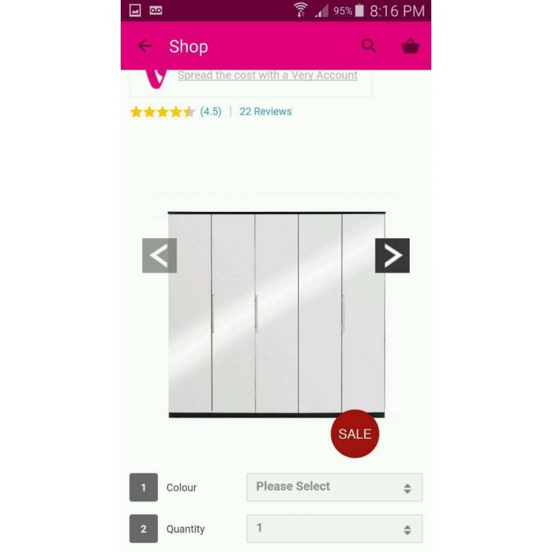 Mirror wardrobe 5 door ?Sold pending