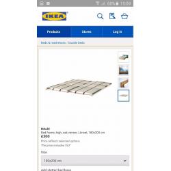 Ikea "Malm" large double bed in light wood