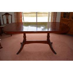 Antique yew wood side board with matching display unit