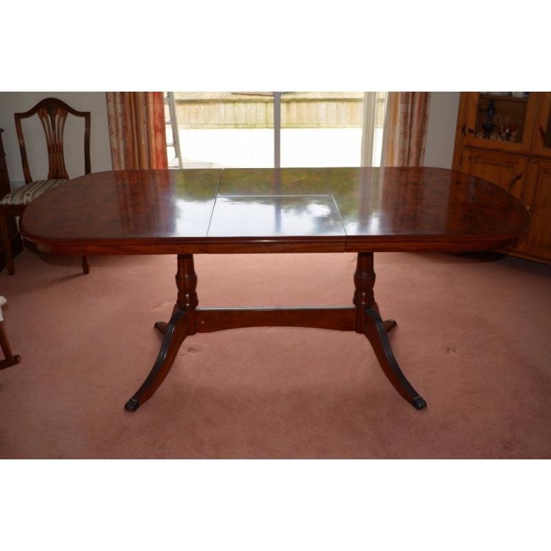 Antique yew wood side board with matching display unit
