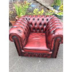Ox blood Chesterfield sofa and chairs