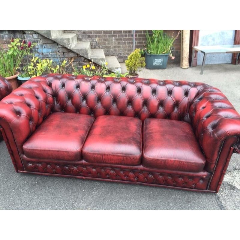 Ox blood Chesterfield sofa and chairs