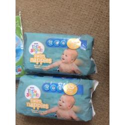 Baby swim seat and swim nappies