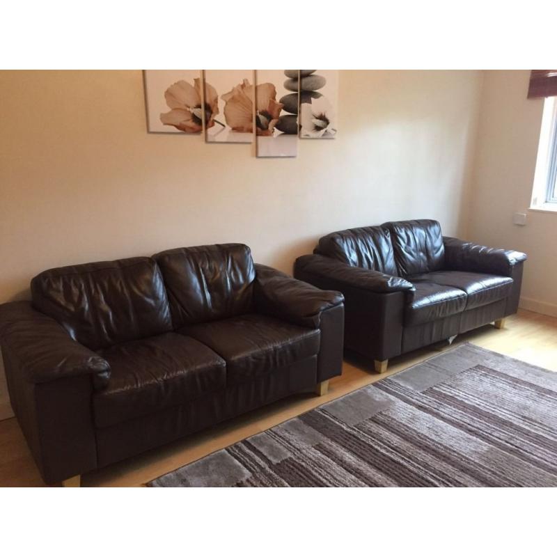 Brown double seated sofas x 2 for sale in Earley,