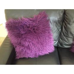 Purple colour match full length curtains (229cm drop) with 2 matching fluffy cushion