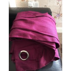 Purple colour match full length curtains (229cm drop) with 2 matching fluffy cushion