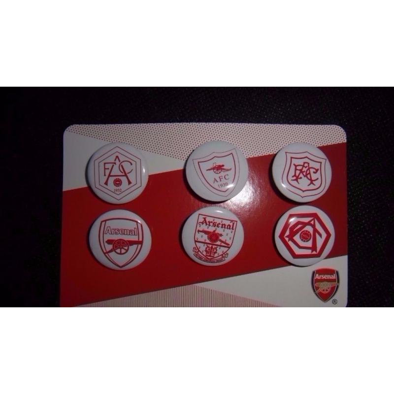 Arsenal FC Badges Set of 6 Badges showing shirt badges of 1927 onwards