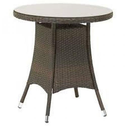New Royalcraft Round Table - Glass Top - Cannes Mocha Brown Rattan
