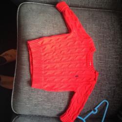 Red raloh lauren cable knit jumper