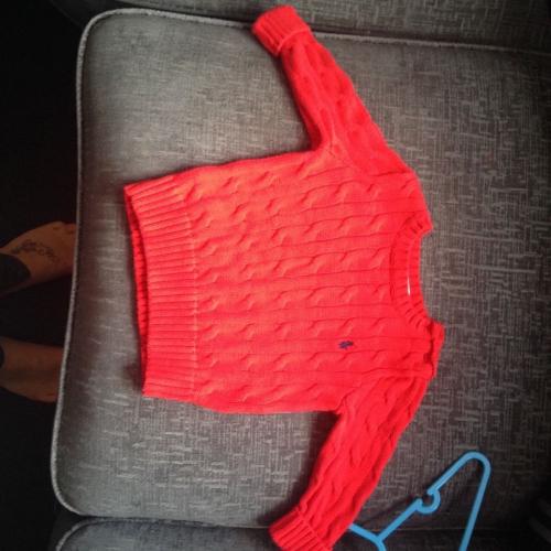 Red raloh lauren cable knit jumper