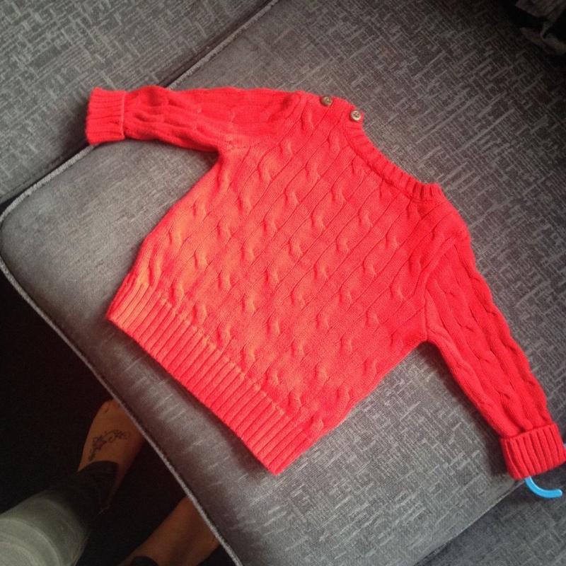 Red raloh lauren cable knit jumper