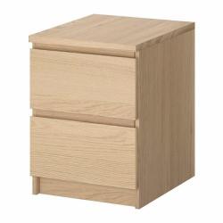MALM Chest of 2 drawers, white stained oak veneer