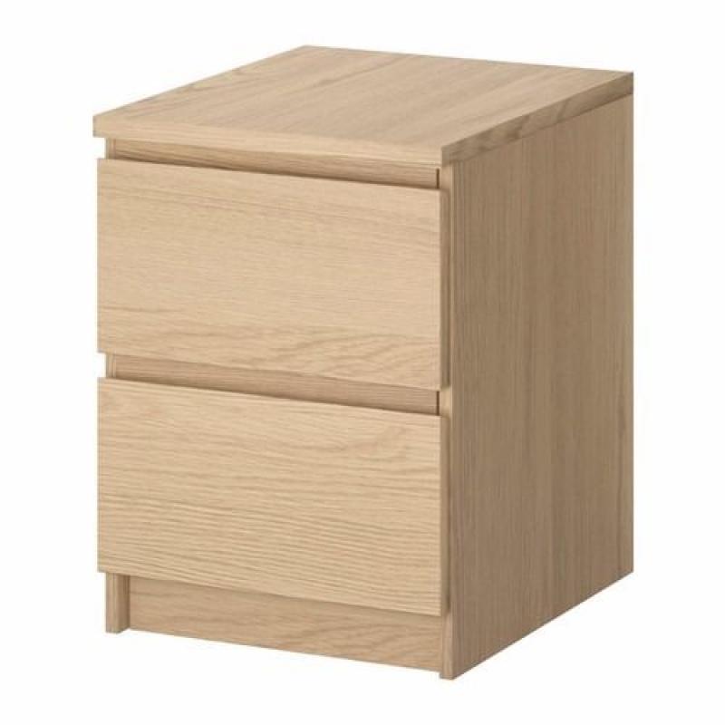 MALM Chest of 2 drawers, white stained oak veneer