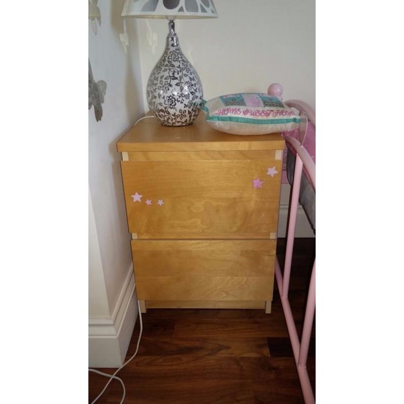 MALM Chest of 2 drawers, white stained oak veneer
