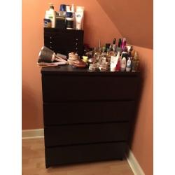 NEXT Queen sized black metal bed frame and matching under bed storage drawers
