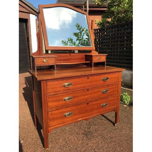 Large Dressing Table - Vintage / Antique Style Dressing Table - Edwardian Style Dressing Table - Red