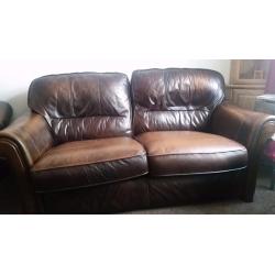 DFS leather dark brown sofas