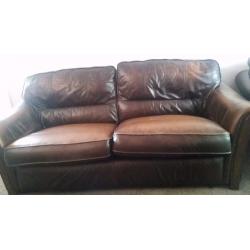 DFS leather dark brown sofas