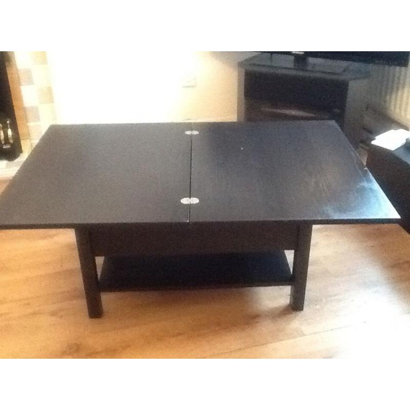Black Extendable Coffee Table with Storage