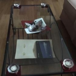 Glass and wrought iron glass table