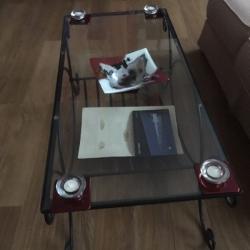 Glass and wrought iron glass table