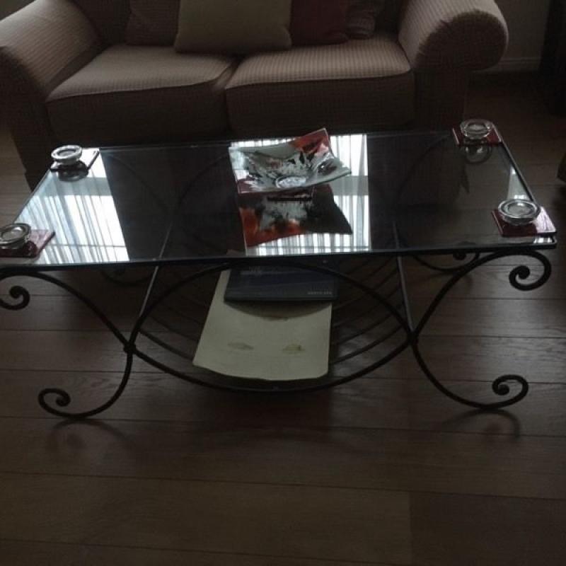Glass and wrought iron glass table