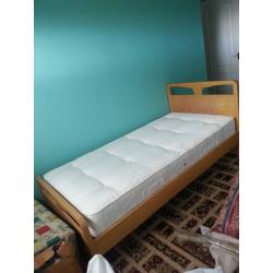 NEW Solid oak single bed with orthopedic mattress