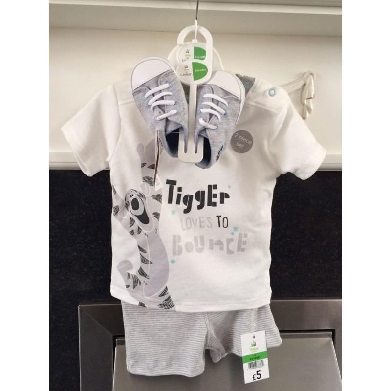 Boys Top Shorts & Shoes Set