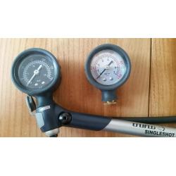 Trifle singles shot shock pump. Bike suspension pump