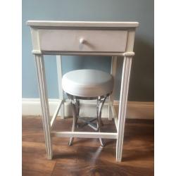 Shabby Chic White Table & Stool
