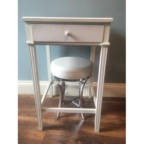 Shabby Chic White Table & Stool