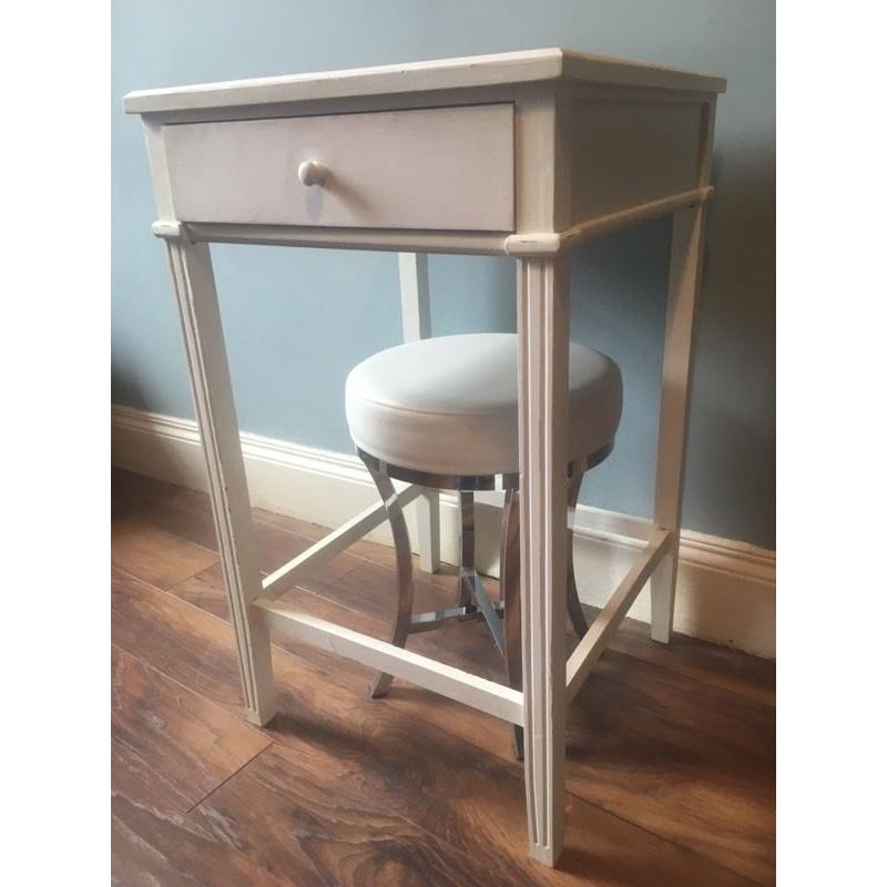 Shabby Chic White Table & Stool
