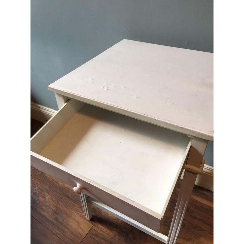 Shabby Chic White Table & Stool