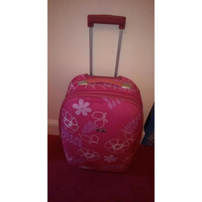 Pink floral suitcase