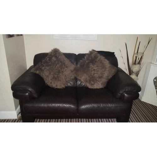 Brown leather sofa