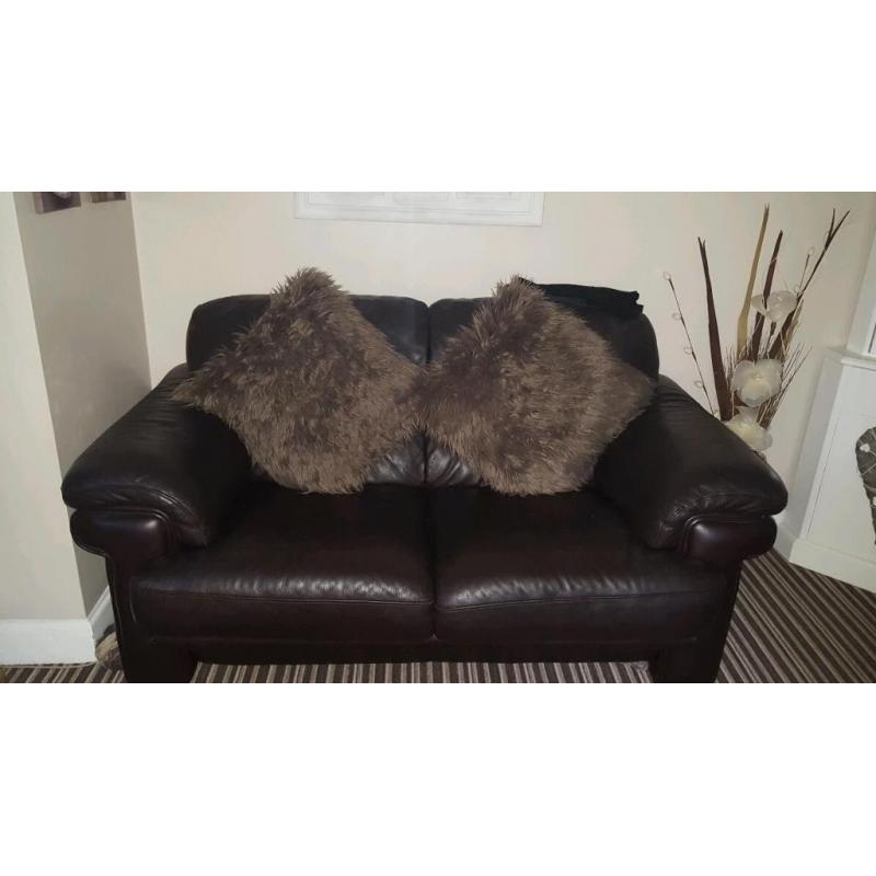 Brown leather sofa