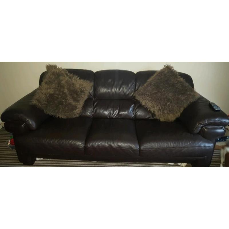 Brown leather sofa