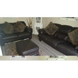 Brown leather sofa