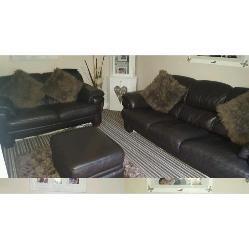 Brown leather sofa