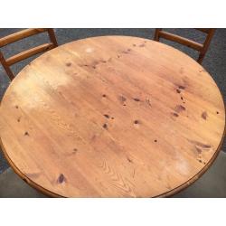 Solid Wood Dining Table & 4 Vintage Velvet Covered Chairs