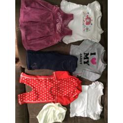 Bundle of girls clothes 6-9 months (tops, tunics, dungarees,leggings, jumpers...)
