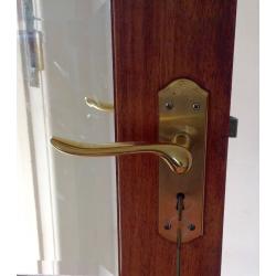 3 Interior Doors Solid Mahogany Bevelled Glass + Brass Handles,hinges,locks. bulk or individual sell