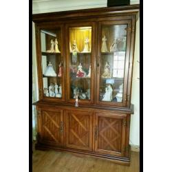 Stunning wooden display cabinet with led light with glass shelves