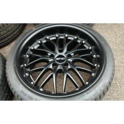 Brand new alloys with tyres 5x120 deep dish, staggered, bmw