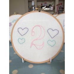 11 Hand Made Embroidered Table Numbers with Stands