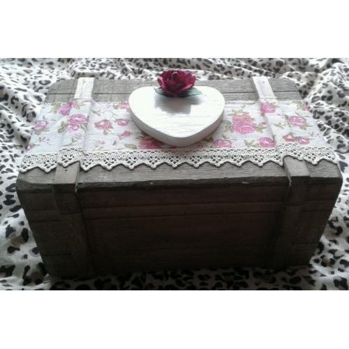 Wooden Wedding Keepsake Box, includes wedding bag