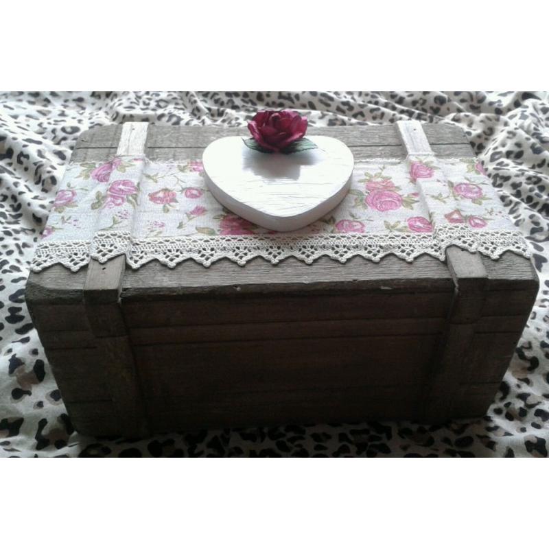 Wooden Wedding Keepsake Box, includes wedding bag